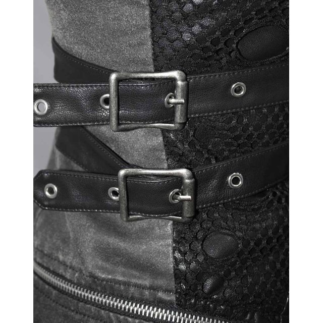 Punk zip-off jacket Dezibel with net details and spiked rivets