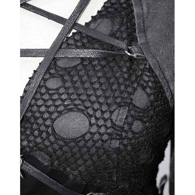 Punk zip-off jacket Dezibel with net details and spiked rivets