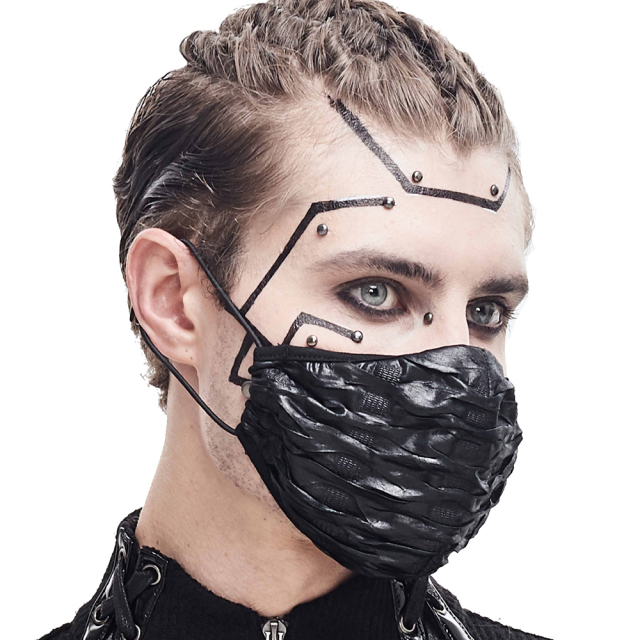 Devil Fashion Schwarze Gothic Cyber Behelfsmaske Mund-Nasen-Maske in coolem Wave Look