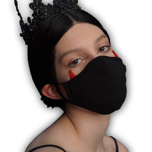 black PUNK RAVE Gothic mouth and nose mask with devil horns PS-187