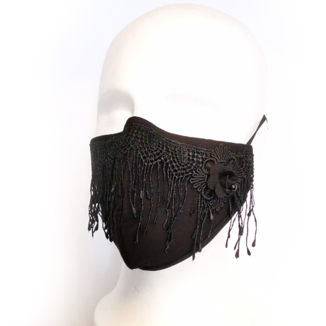 PUNK RAVE romantic black gothic face mask "Dark Flower"