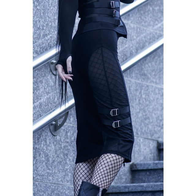 KILLSTAR Decibel midi skirt with mesh inserts