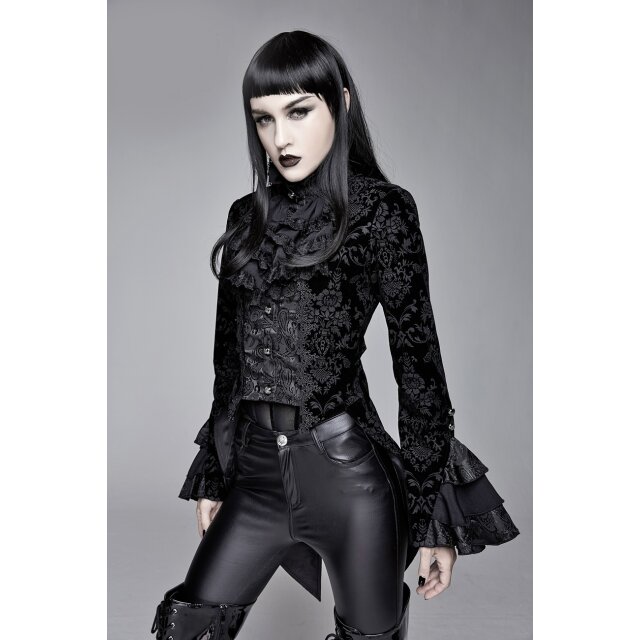 Schwarzer viktorianischer Damen-Samtfrack Maestra 3XL