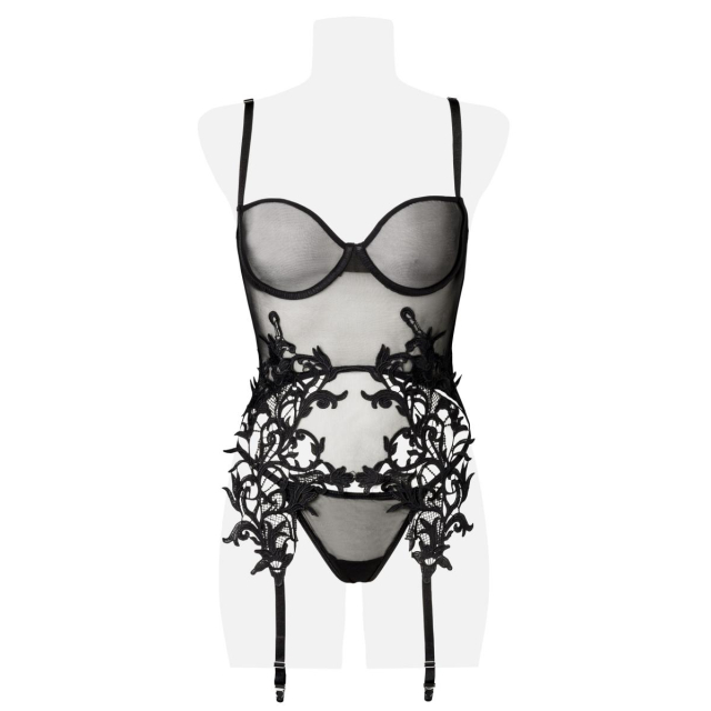 Corset set Dark Rose of fine mesh with large lace insert...