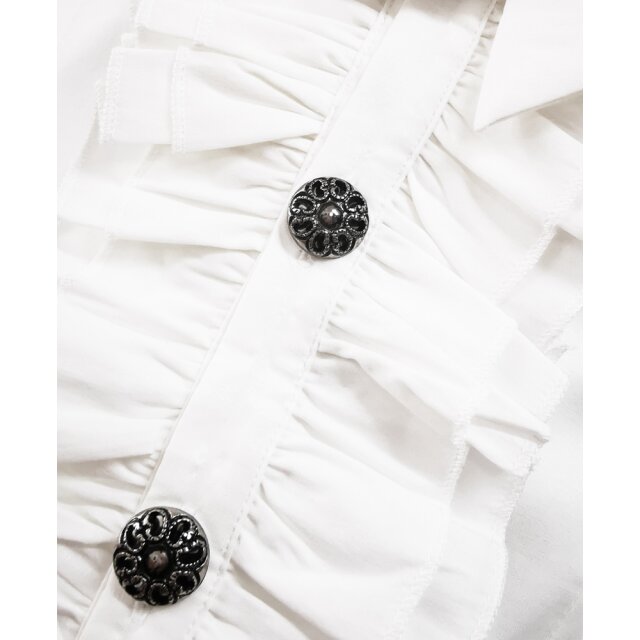 Silky matt white ruffled shirt Ezekeel with tie