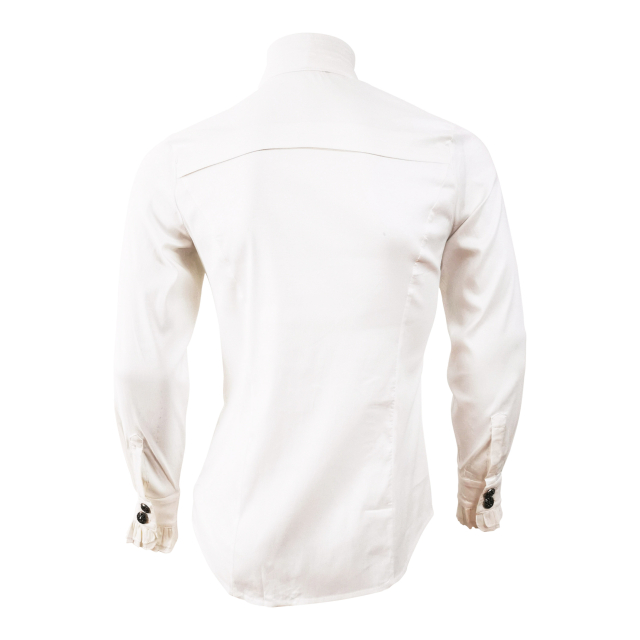 Seidenmatt glänzendes, weißes Rüschenhemd Ezekeel mit Schluppe M