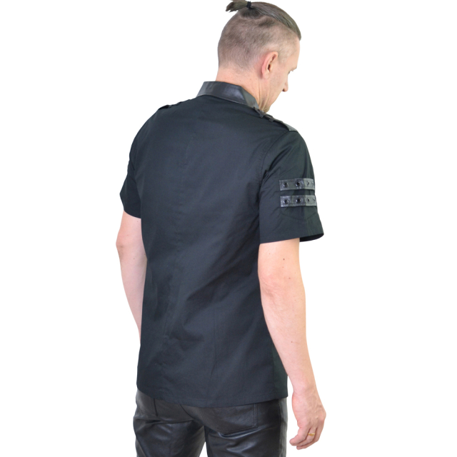 KILLSTAR Trooper Gothic-Kurzarmhemd mit Kunstleder-Details XS