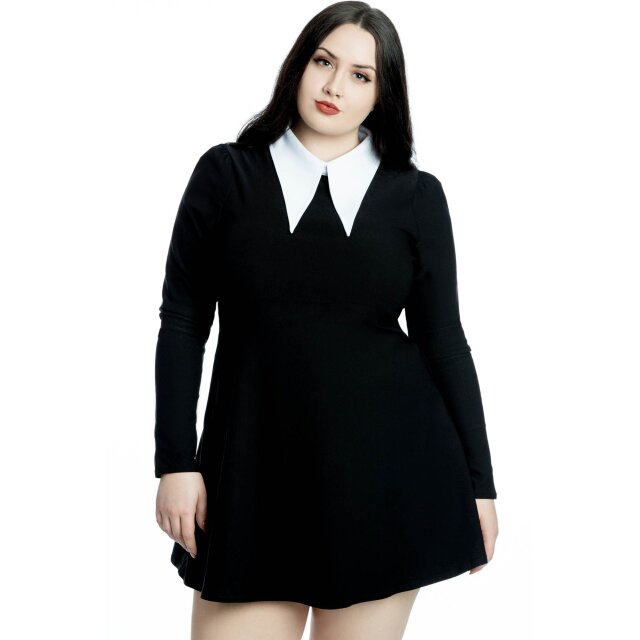 KILLSTAR Cathedral Skater Dress mit spitzem weißen Kragen XS