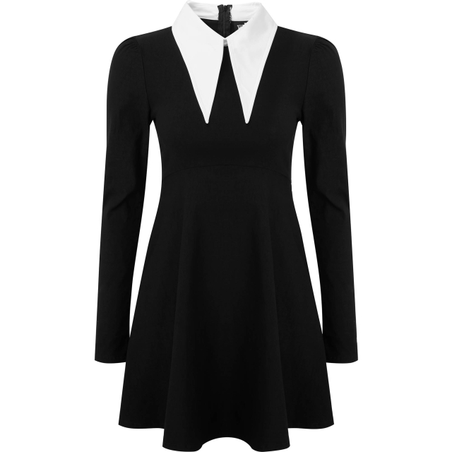 KILLSTAR Cathedral Skater Dress with tapered white collar