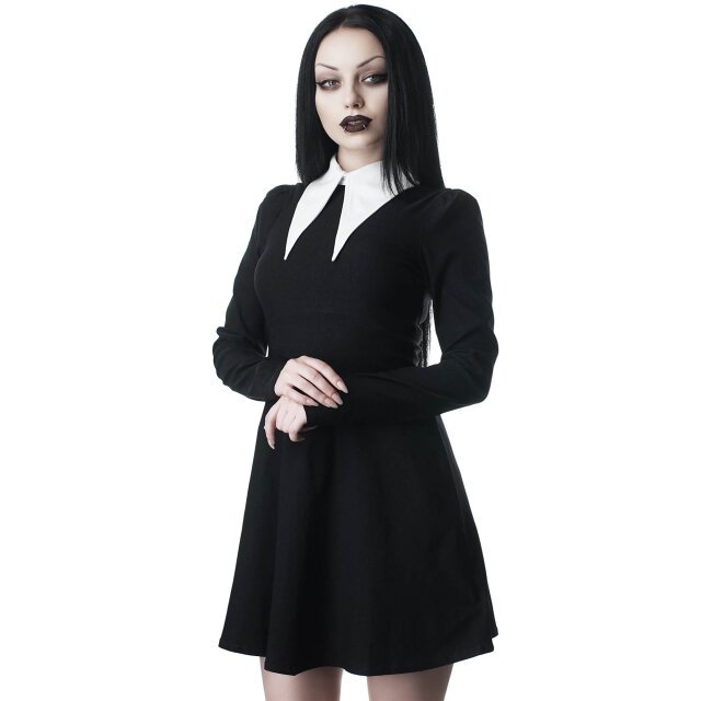 KILLSTAR Cathedral Skater Dress mit spitzem weißen Kragen M