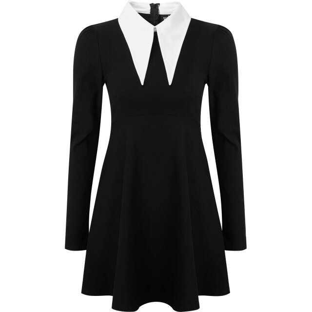KILLSTAR Cathedral Skater Dress mit spitzem weißen Kragen L