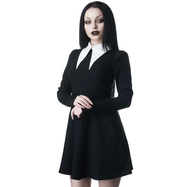 KILLSTAR Cathedral Skater Dress with tapered white collar