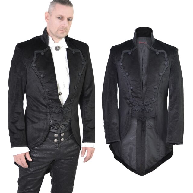 Eleganter Gothic-Samtfrack für viktorianische Stempunk-Looks