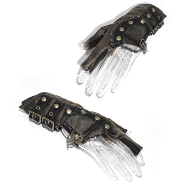 Steampunk half gloves made of used veggie leather