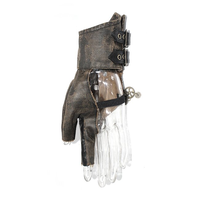 Steampunk half gloves made of used veggie leather