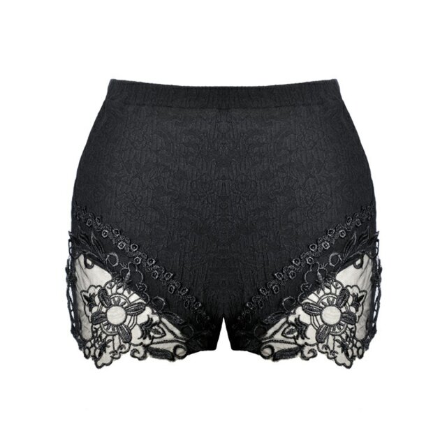 Dark in Love Burlesque Hotpants (PW097) - Super-elastic hip panty in Wrinkle-look with romantic lace trim at the front