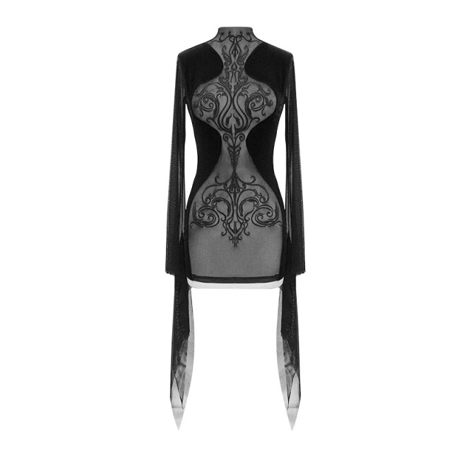 Samtkleid Hysteria mit Mesh-Einsatz und Stickerei (5XL-6XL)