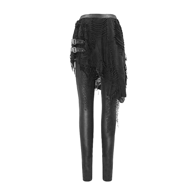 Wetlook leggings Sabbath with attached fringed skirt