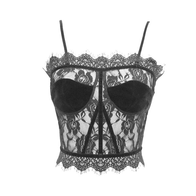 Strap top Dark Romance made of lace with lacing
