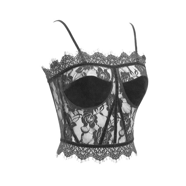 Strap top Dark Romance made of lace with lacing