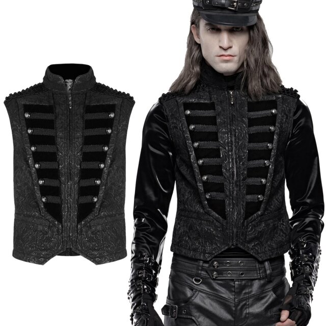 Kurze PUNK RAVE Jacquard-Weste (WY-1238BK) mit...