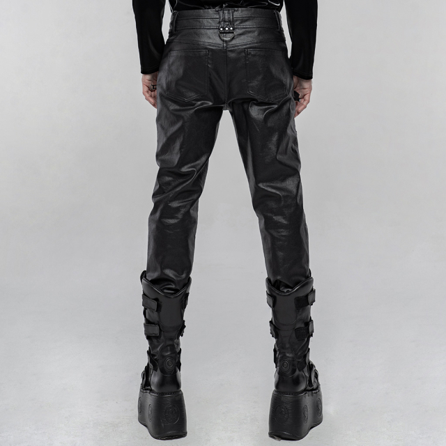 Leather-look trousers Necronomos with straps & buckles