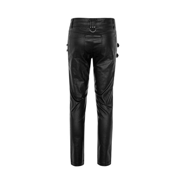 Leather-look trousers Necronomos with straps & buckles