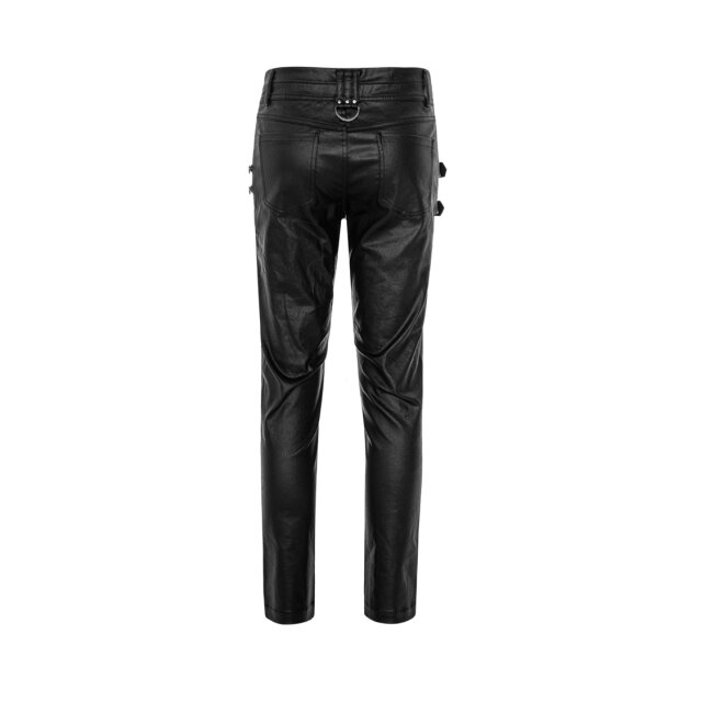 Leather-look trousers Necronomos with straps & buckles