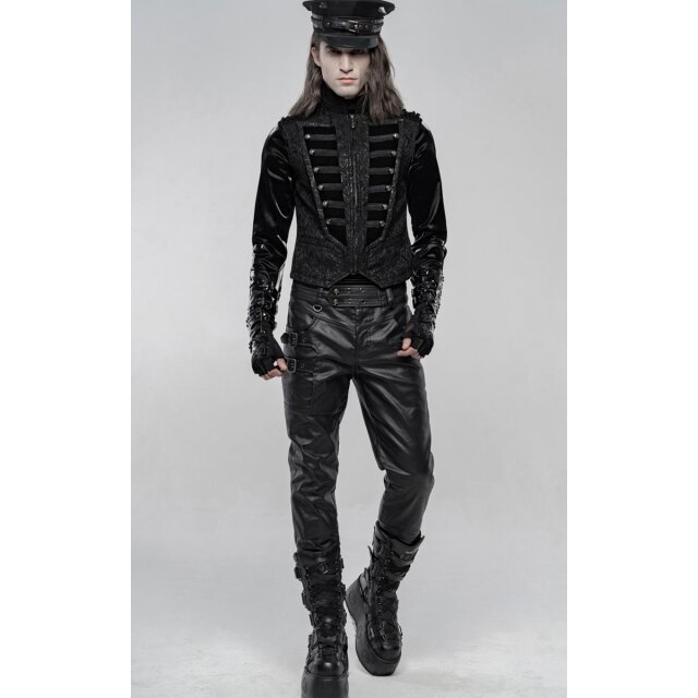 Leather-look trousers Necronomos with straps & buckles