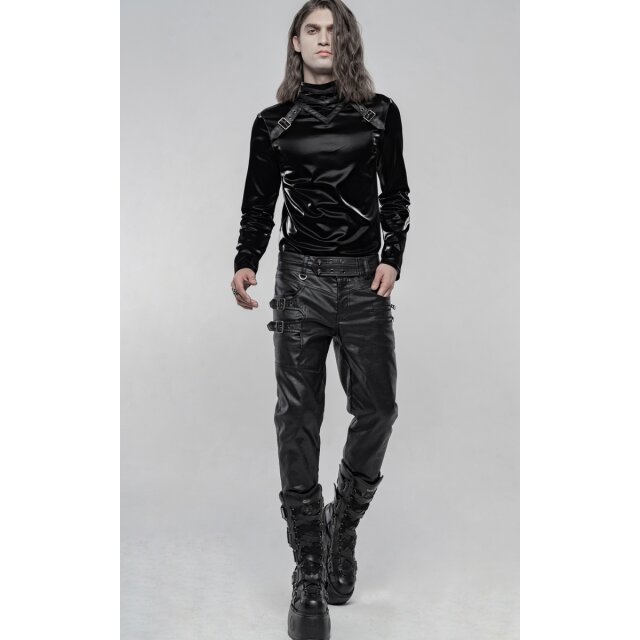 Leather-look trousers Necronomos with straps & buckles