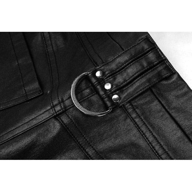 Leather-look trousers Necronomos with straps & buckles