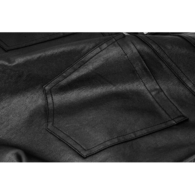 Leather-look trousers Necronomos with straps & buckles