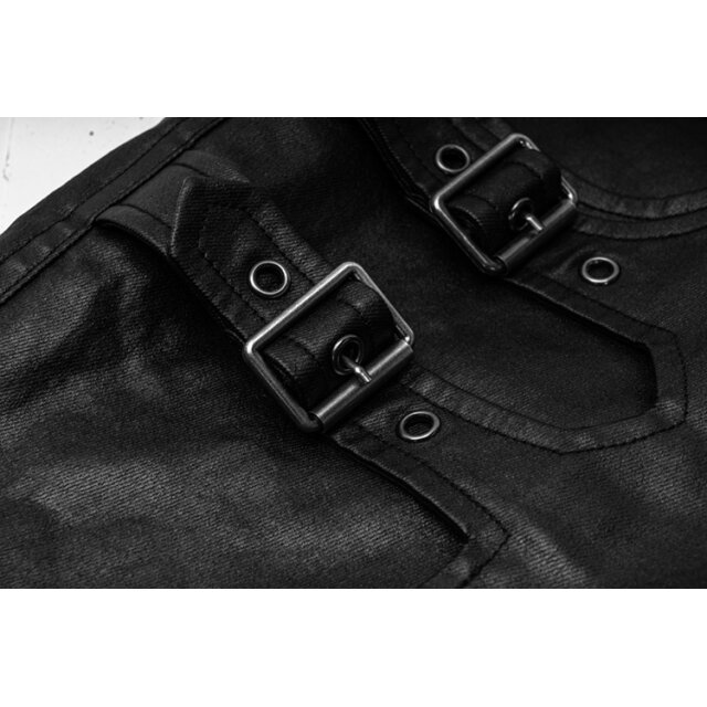Leather-look trousers Necronomos with straps & buckles