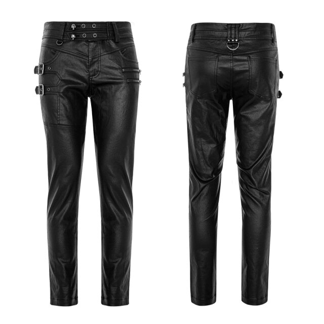 Leather-look trousers Necronomos with straps & buckles