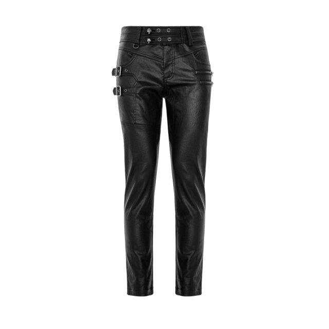 Leather-look trousers Necronomos with straps & buckles