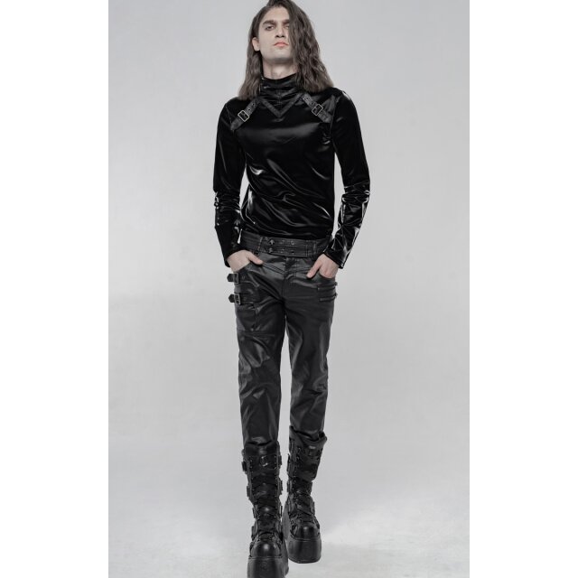 Leather-look trousers Necronomos with straps & buckles