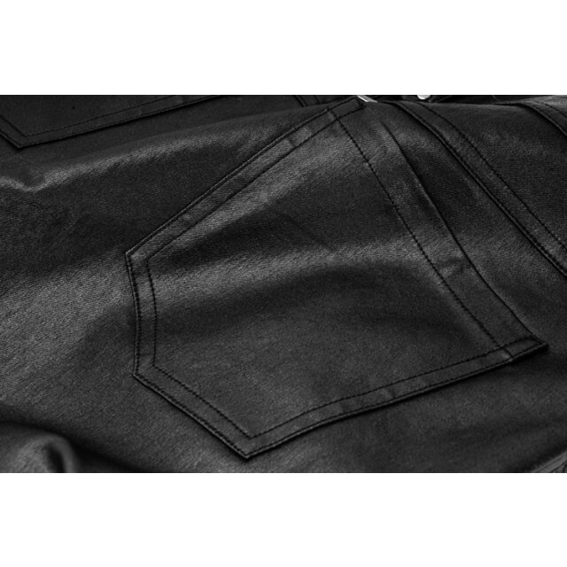 Leather-look trousers Necronomos with straps & buckles