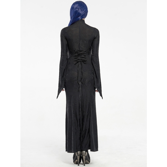Floor-length PUNK RAVE dress Morticia with lace