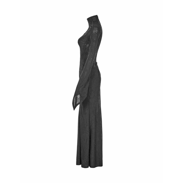 Floor-length PUNK RAVE dress Morticia with lace