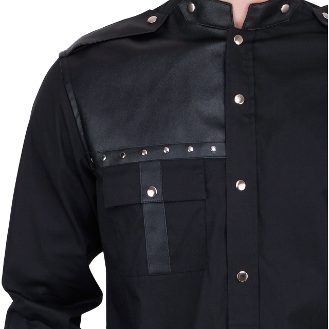 Gothic Herrenhemd schwarz - Größe: S