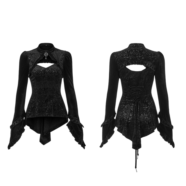 Long sleeve velvet shirt Opera with cut-out