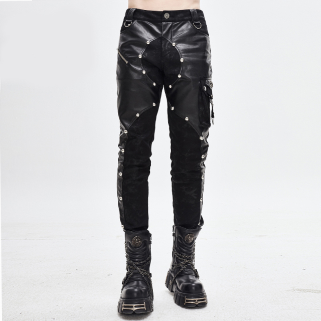 End time jeans Armageddon with leatherette trimmings