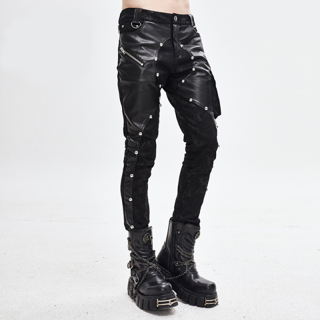 End time jeans Armageddon with leatherette trimmings