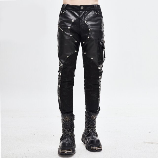 Endzeit-Jeans Armageddon mit Kunstleder-Besätzen XL