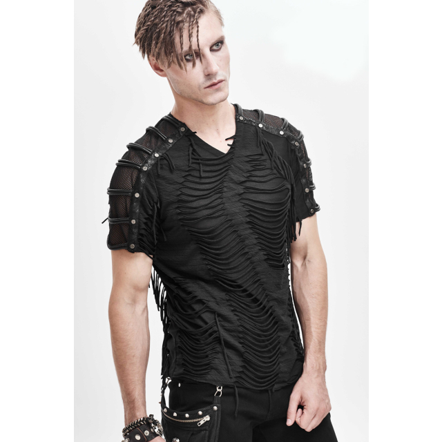 Cyber-Goth shred t-shirt Zombie with mesh inserts