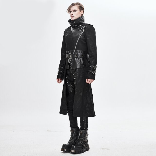 Gothic-Mantel Soulcatcher mit Kunstleder-Details XXL