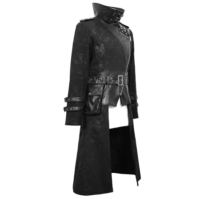 Gothic-Mantel Soulcatcher mit Kunstleder-Details XXL