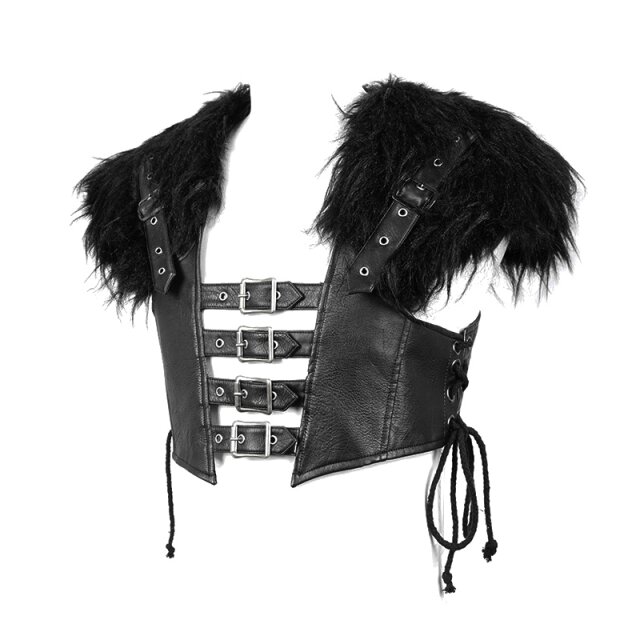LARP leather waistcoat Beowulf with fur details