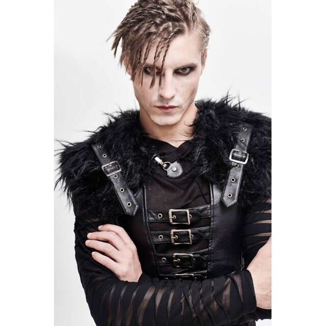 LARP leather waistcoat Beowulf with fur details