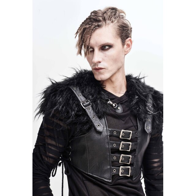LARP leather waistcoat Beowulf with fur details